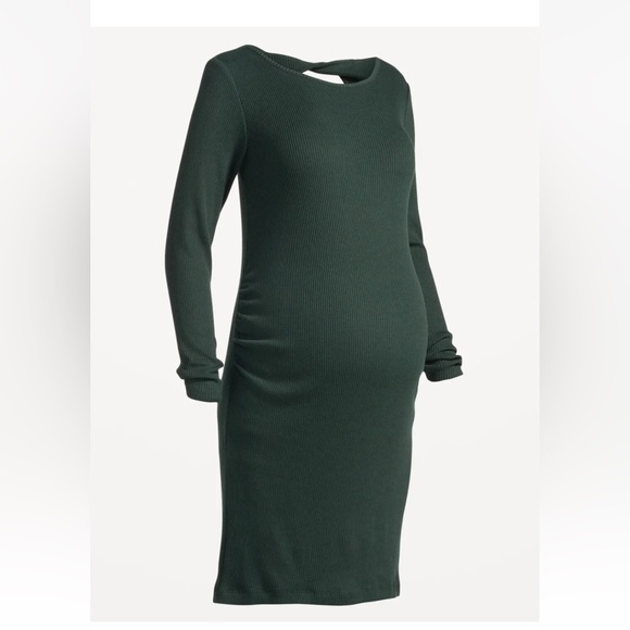 NWT Maternity Long-Sleeve Cutout-Back Rib-Knit Dress - Picture 4 of 4